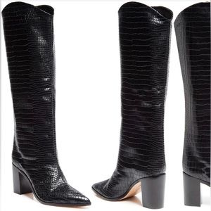 SCHUTZ Maryana (or Analeah) Black Crocodile Boots
